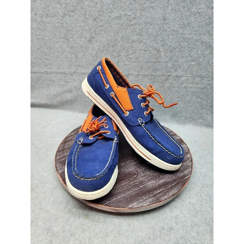 Mens‎ Eastland MLB New York Mets Boat Shoes Size 10 Blue & Orange Canvas